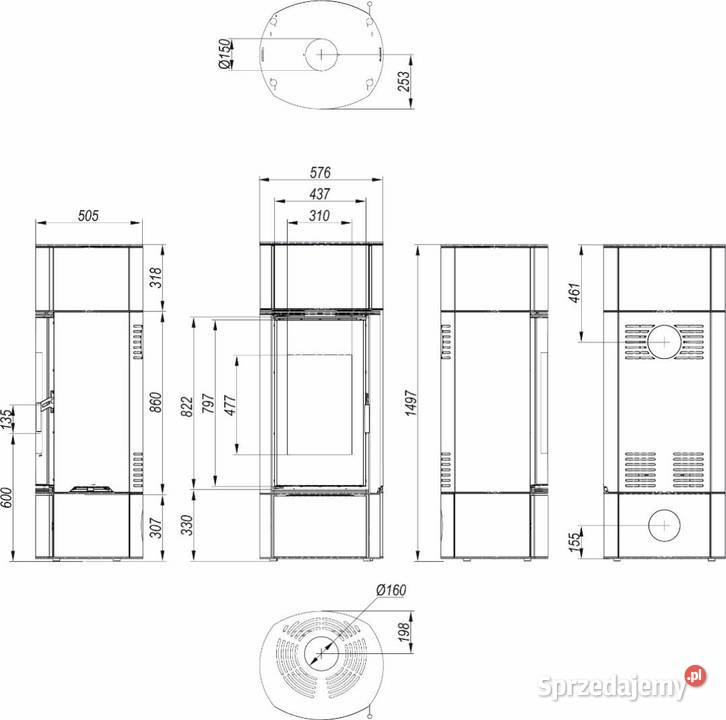 DEFRO HOME KOMINEK PIEC ORBIS EXTENTO F STALOWY Piece wolnostojące