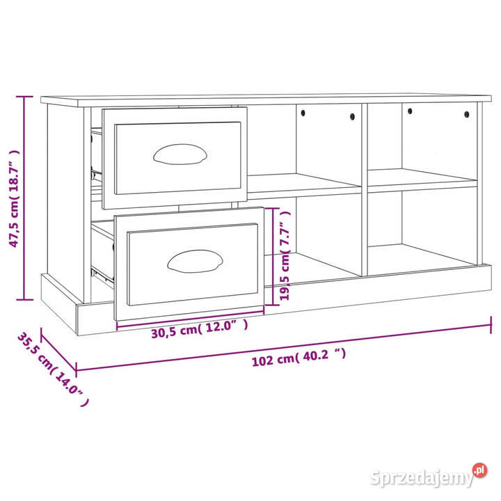 Szafka pod TV biała 102x355x475 materiał
