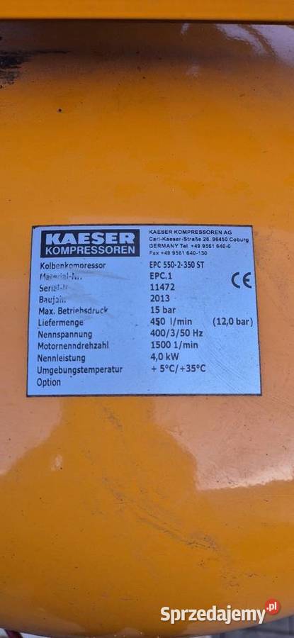 Kompresor tłokowy Kaeser EPC 5502 Jelcz-Laskowice