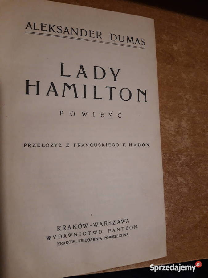 LADY HAMILTON A DUMAS WYDPANTEON1928 pierwodruk