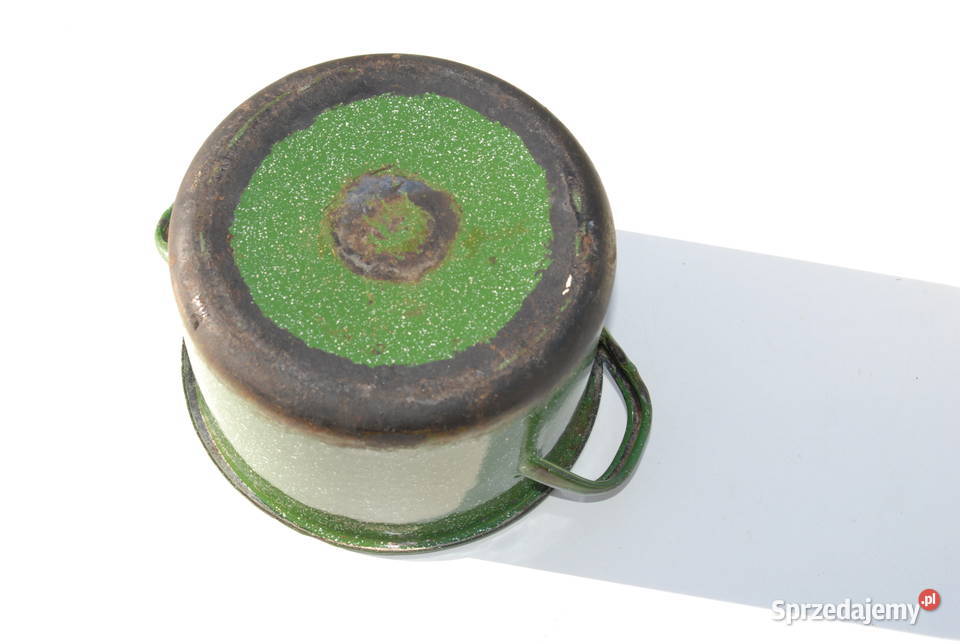 Stary metalowy garnka emaliowany antyk Cieszyn