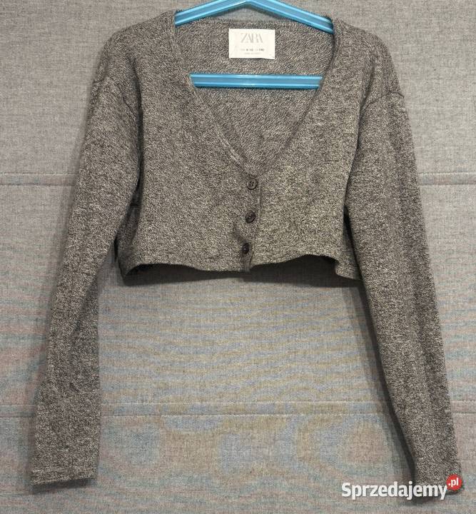 Szary krótki zapinany dziewczęcy sweter ZARA Żyrardów