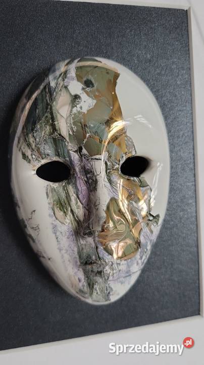 Maska Obraz maska ceramiczna malowana oprawiona Sierakowice