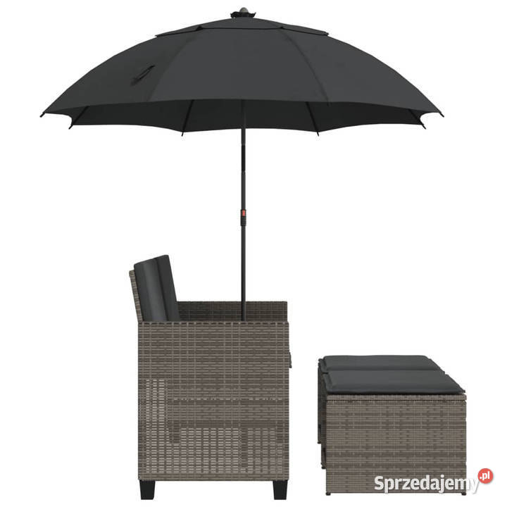 2os sofa ogrodowa z parasolem i stołkami szara Warszawa