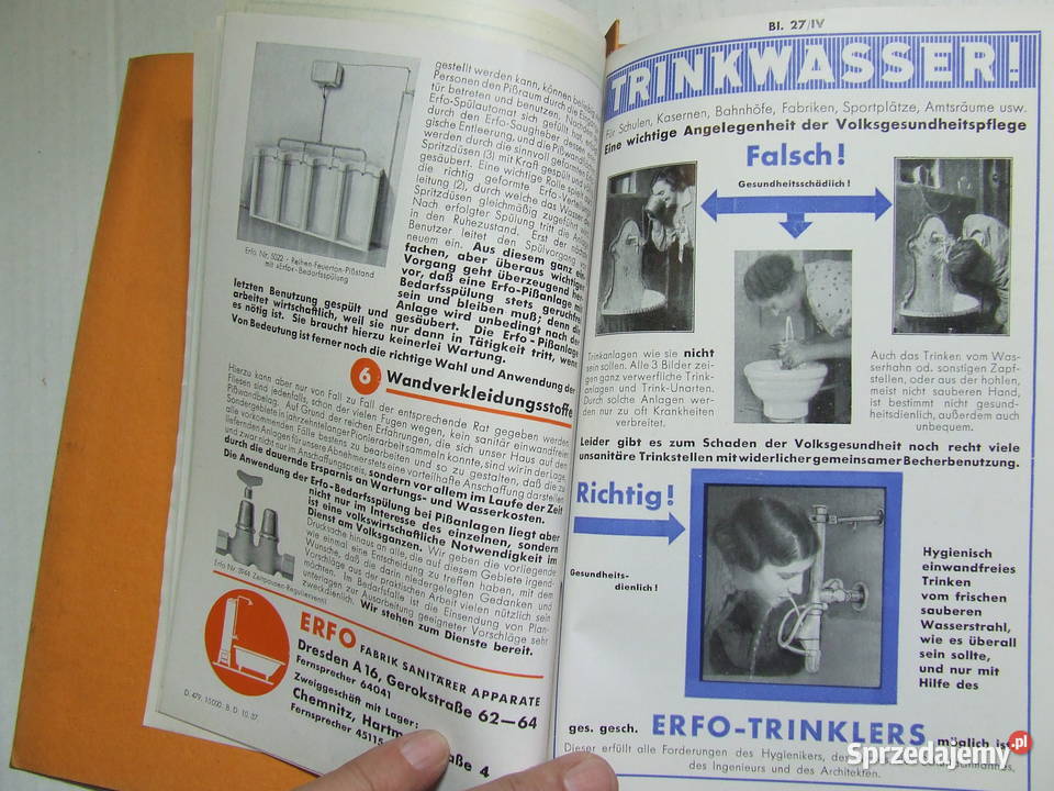 ERFO Fabrik stary katalog sanitariaty WC wojenne Czeladź