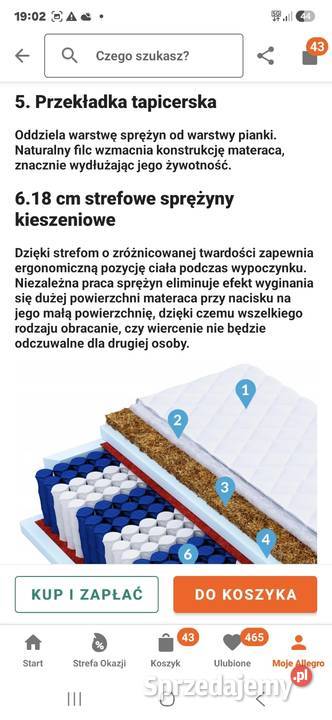 Materac 140x200 średnio twardy 34 nowy Braniewo sprzedam