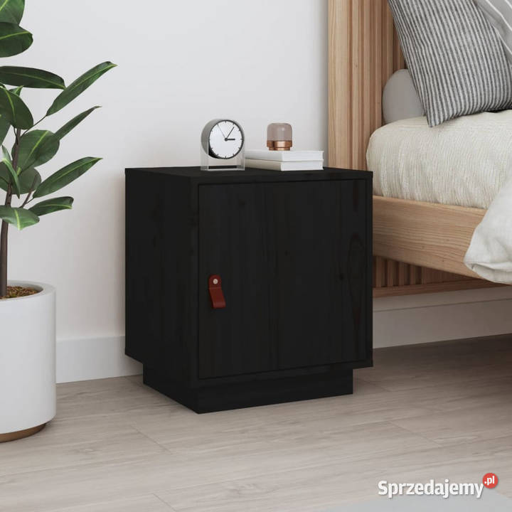 Szafka nocna czarna 40x34x45 lite drewno sosnowe