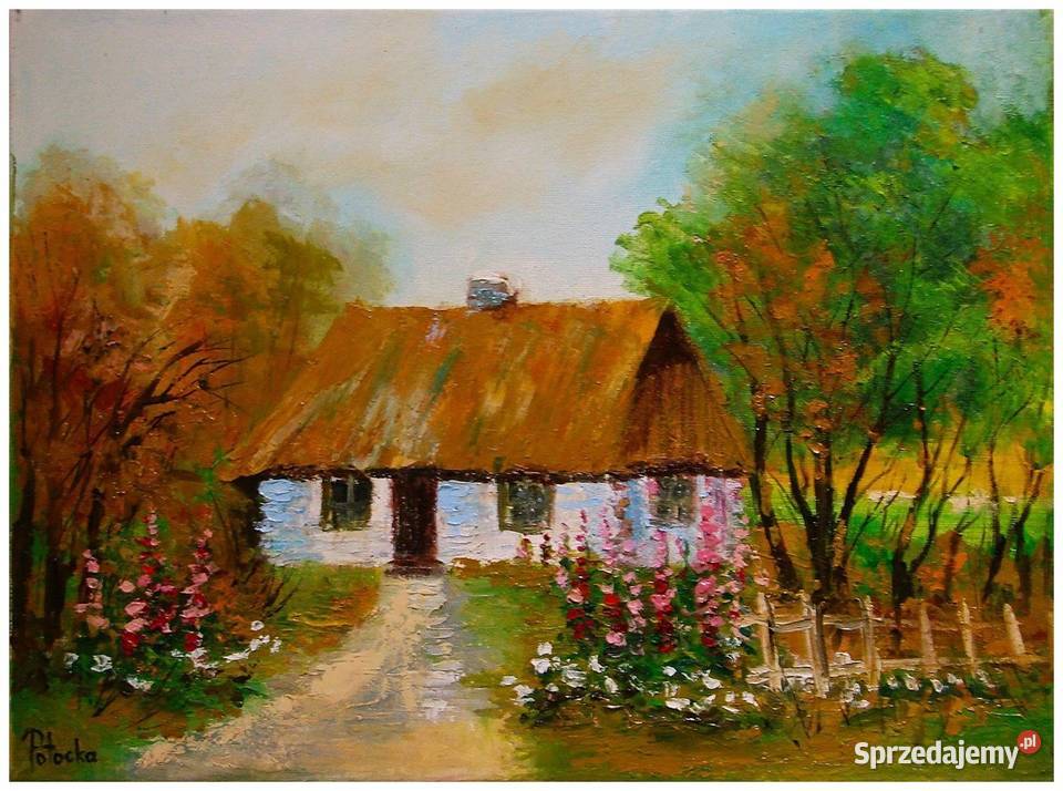 Na wsi obraz olejny 3040 Radom sprzedam