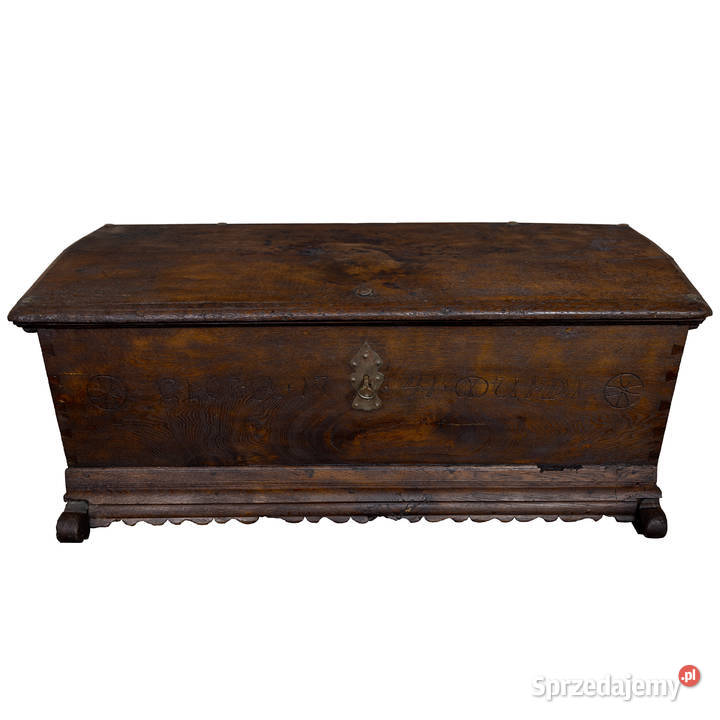 Barokowa dębowa skrzynia 1741 XVIII w antyk Swarzędz