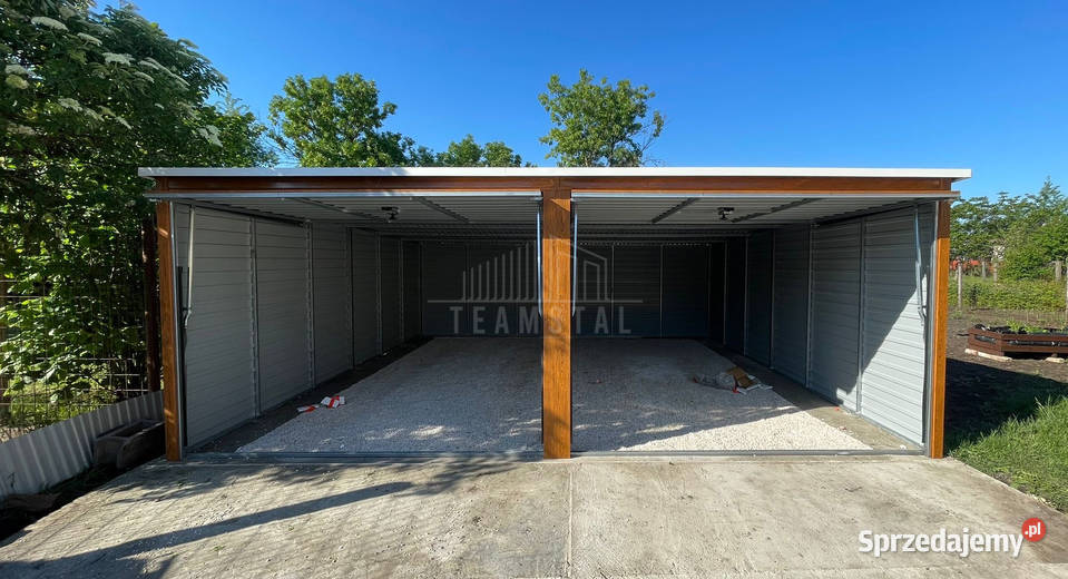 Garaz blaszany 6x6m 2x brama uchylna