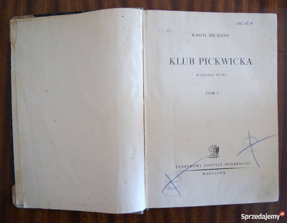 Karol Dickens Klub Pickwicka t I 1947 Parczew