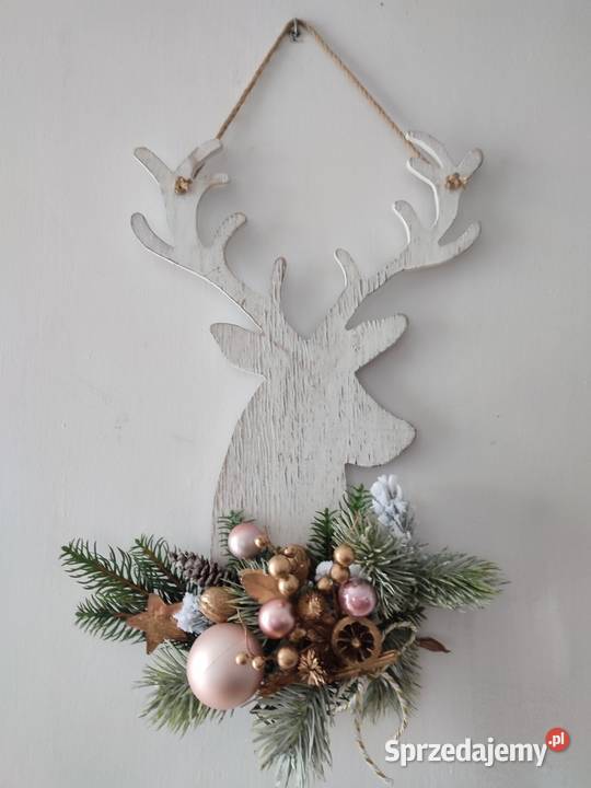 Stroik świąteczny ścienny renifer wianek jeleń Sosnowiec