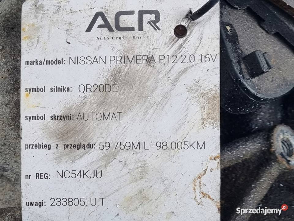 AUTOMATYCZNA SKRZYNIA BIEGÓW Nissan Primera P12 lubelskie Chełm