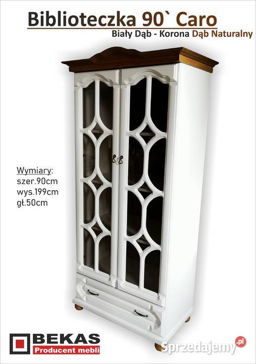 Śliczna Witryna 90 CARO Biała Biblioteczka z 90cm