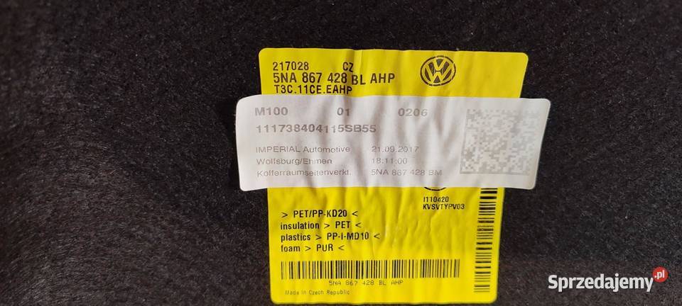 VW TIGUAN II BOCZEK BAGAŻNIKA PRAWY 5NA867428 BL osobowe