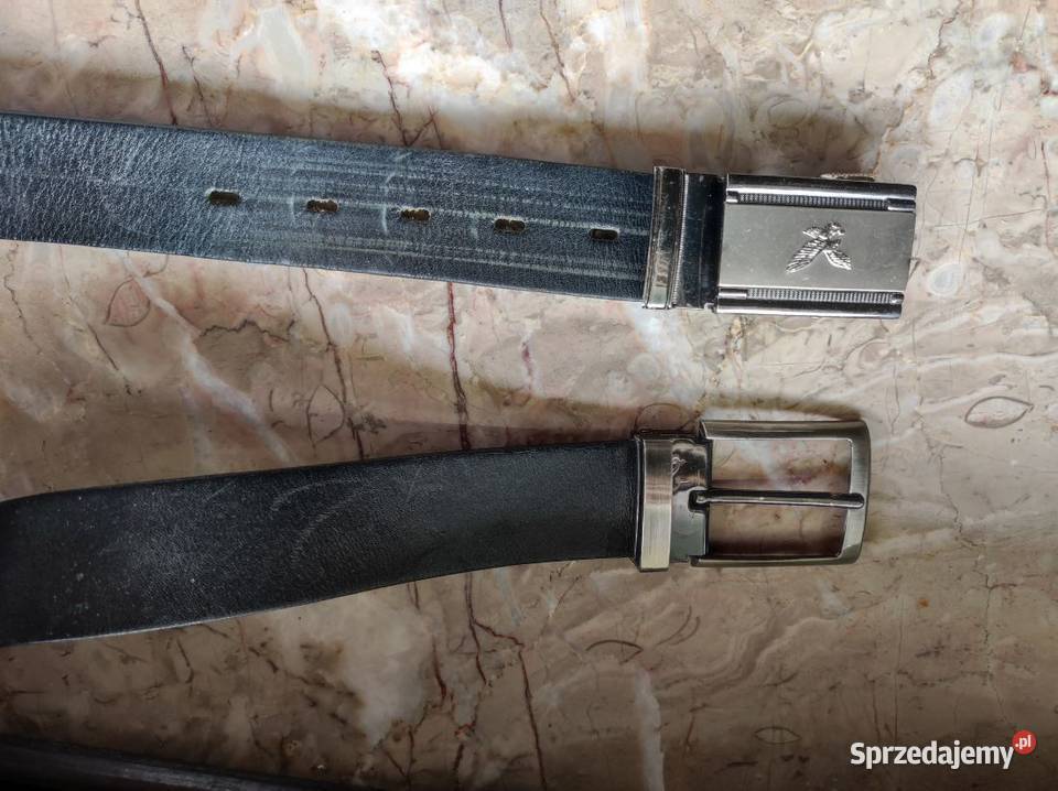 skórzany skórkowy pasek dwie klamry klasyczny ze Kielce sprzedam