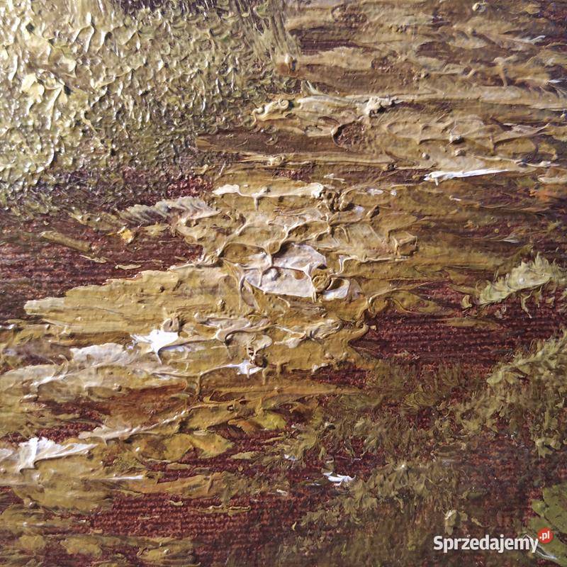 vintage obraz olejny na płótnie pejzaż górski Piła sprzedam