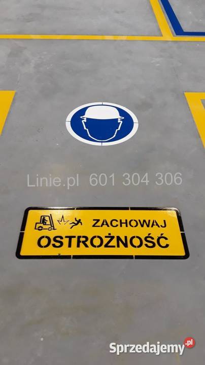 Malowanie linii w magazynie hali zakładzie Linie Łódź