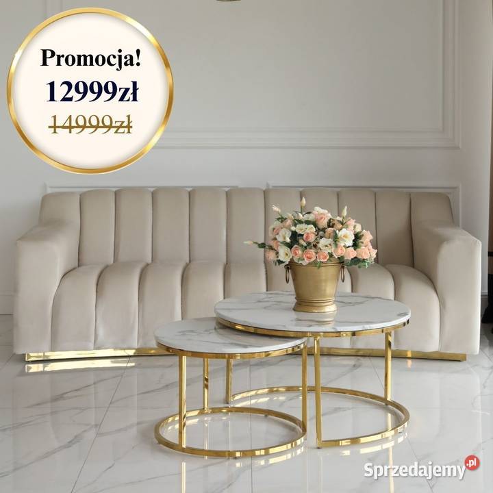 Ekskluzywna Sofa LONDON Beżowa Glamour 3 os mazowieckie Warszawa