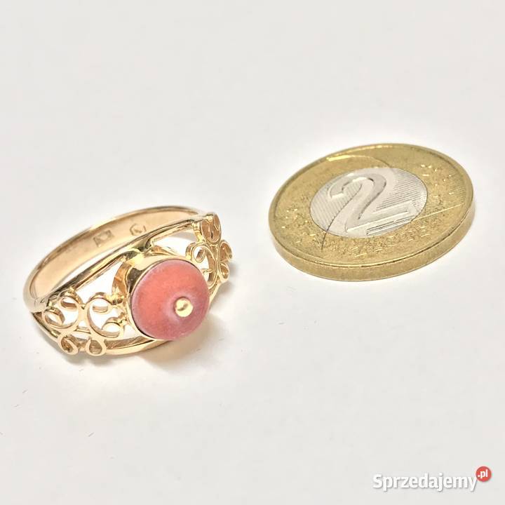 Złoty PIERŚCIONEK 14K ażurowy piękny KORAL r 15 mazowieckie Warszawa