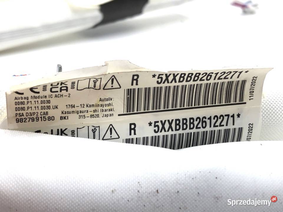 KURTYNA POWIETRZNA PRAWY OPEL CORSA F 9827991580