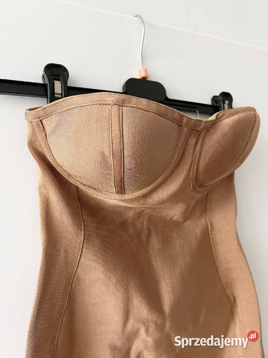 camelowa sukienka mini na imprezę missguided XS brązowy/beżowy Warszawa