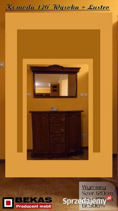 Stylowa Komoda 120 Wysoka 2D4S Lustro Bekas Dąb mazowieckie Ciechanów