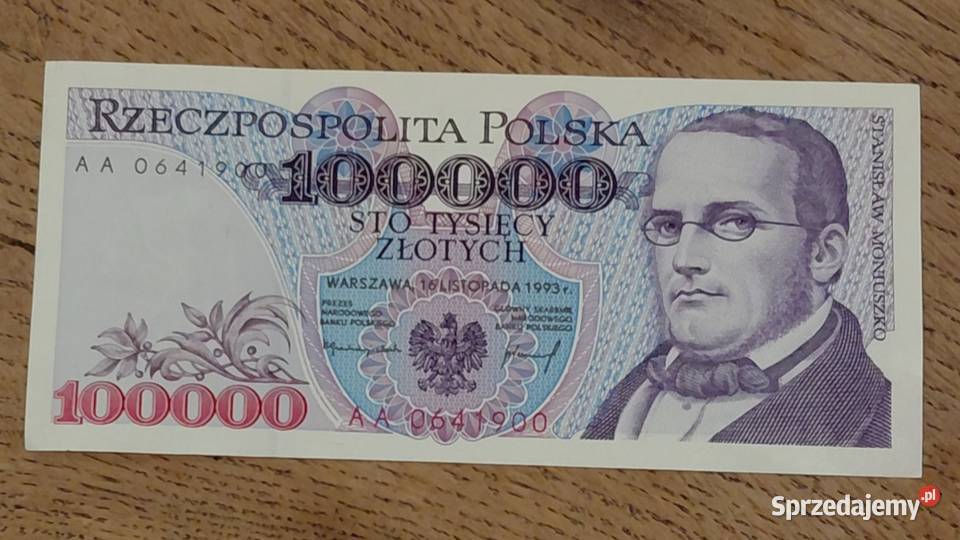 Banknot 100000 Moniuszko AA śląskie Katowice
