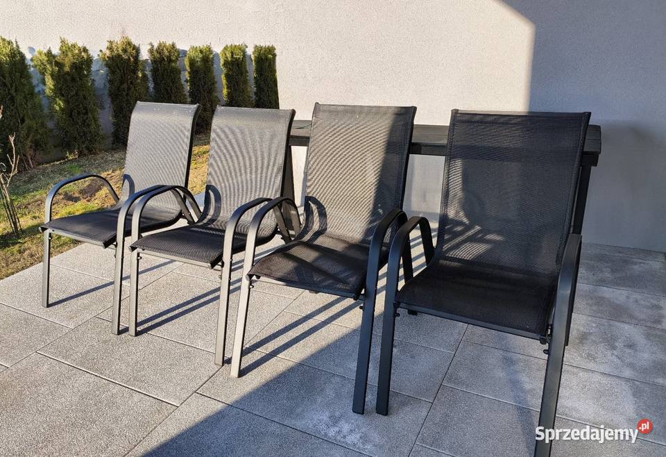 Krzesła ogrodowe komplet 4 sztuki czarny Dębica