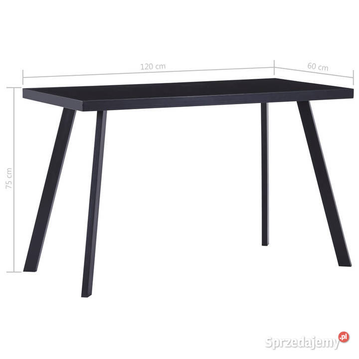Stół jadalniany czarny 120x60x75 hartowane szkło Warszawa