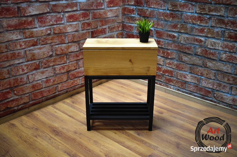 Konsola loftowa dębowa z szufladą