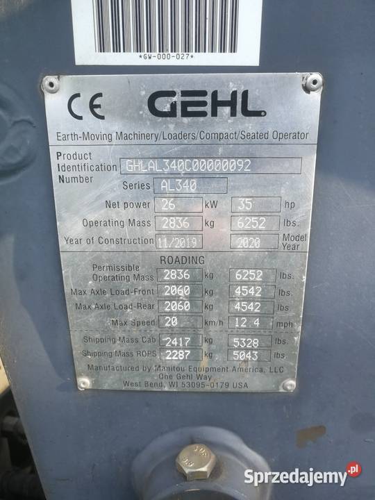 Gehl al 340 ładowarka mini ładowarka Rok produkcji 2021 Augustów