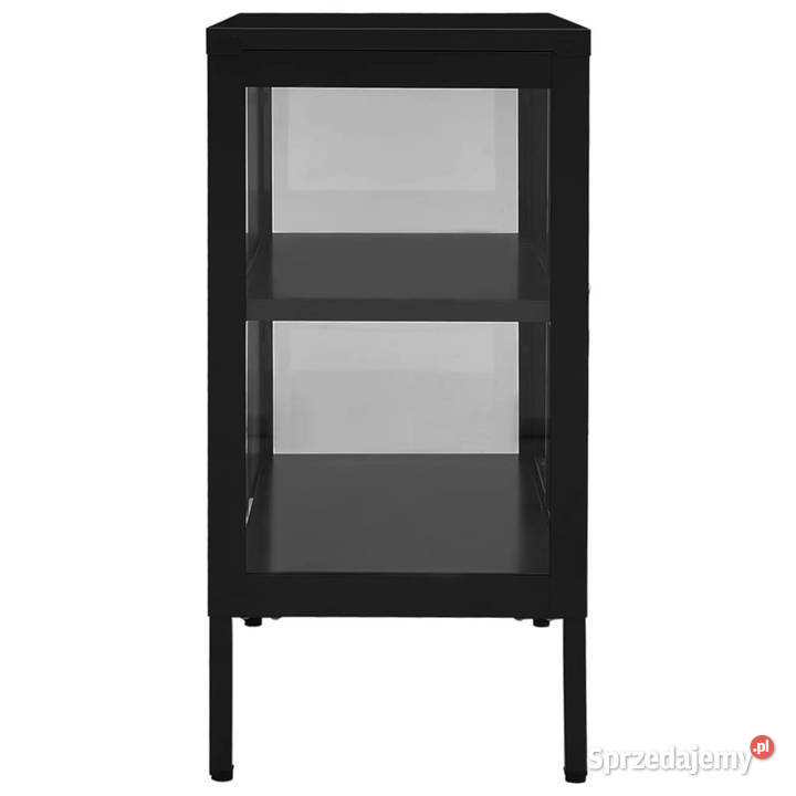 Szafka boczna czarna 70x35x70 stal i szkło Pozostałe Warszawa
