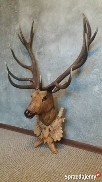 poroże z głową rzeżbioną małopolskie Florynka