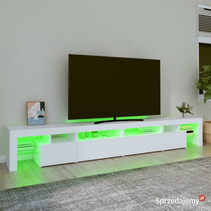 Szafka pod TV z oświetleniem LED biała Warszawa sprzedam