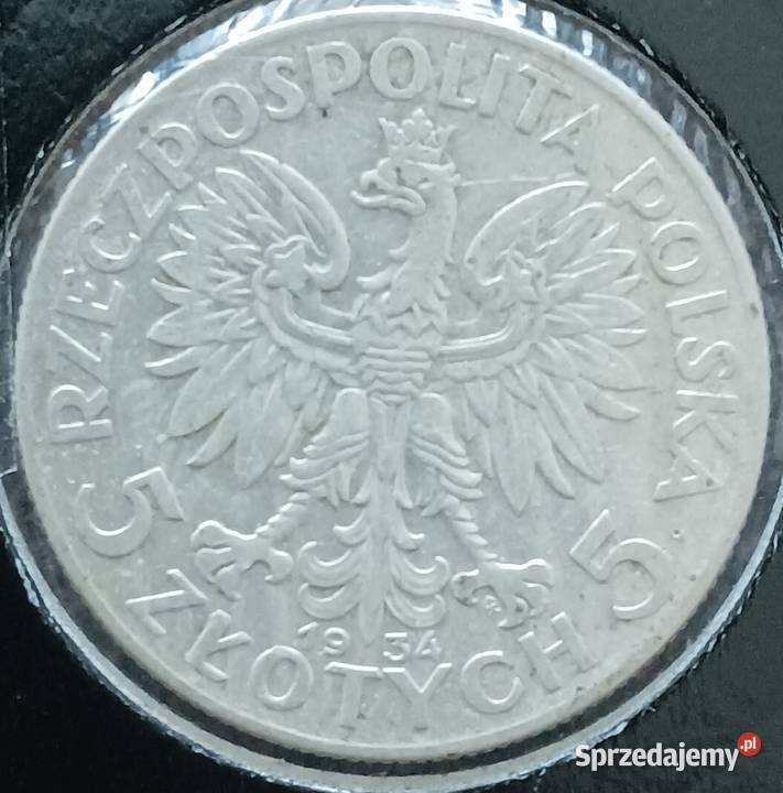 5 Głowa kobiety 1934 r srebro oryginał Numizmatyka Konin sprzedam