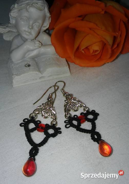 Kolczyki frywolitkowe Wiśniowa