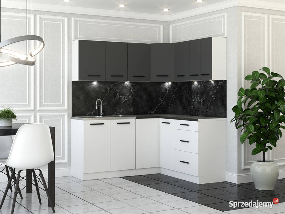 Meble Kuchenne Narożne Biało Szare Zestaw Mebli warmińsko-mazurskie Elbląg sprzedam