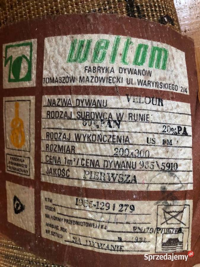 Duży dywan PRL vintage oryginał 1984 Weltom Kalwaria Zebrzydowska