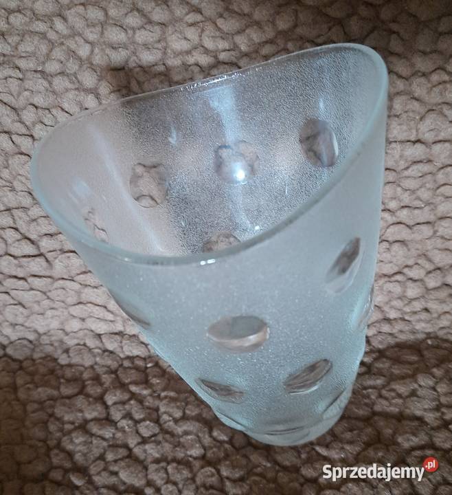 Wazon ze szkła mrożonego vintage Italian Antyki Morąg