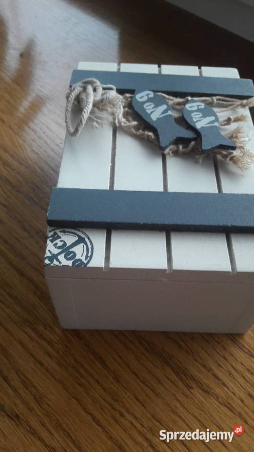 Szkatułka biała drewniana styl morskipudełko Radom