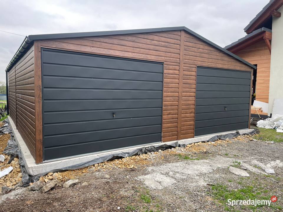 Garaż Blaszany 7x6m drewnopodobny bramy uchylne Sprzedaż Białystok