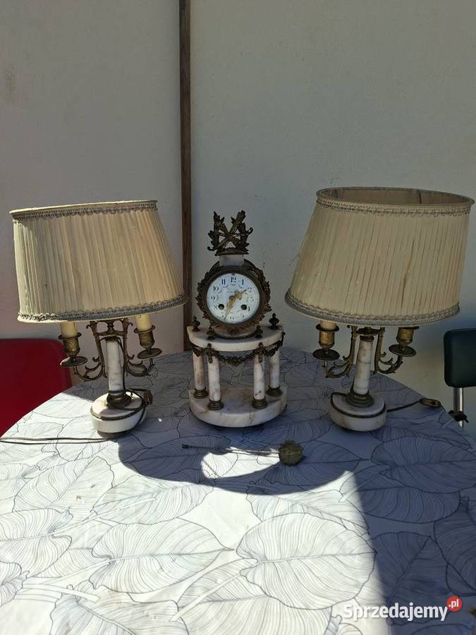 kominkowy zegar francuski plus dwie lampki nocne Rzeszów