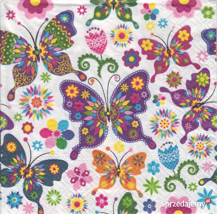 Dekupaż serwetki motyle kwiaty róże