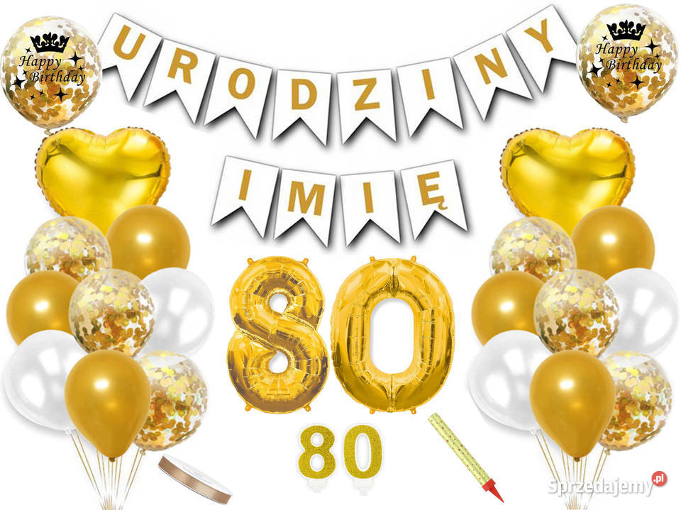 Zestaw dekoracji na 80 urodziny baner imię mazowieckie Adamowizna