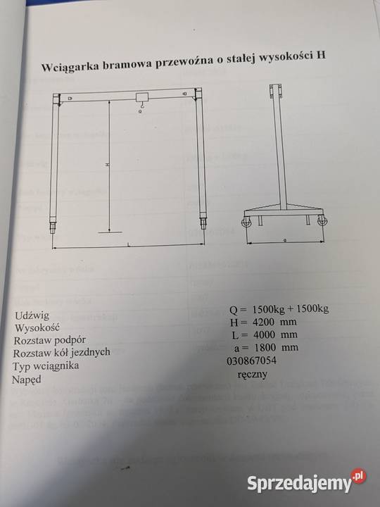 wyciągarka bramowa przewoźna Kraków