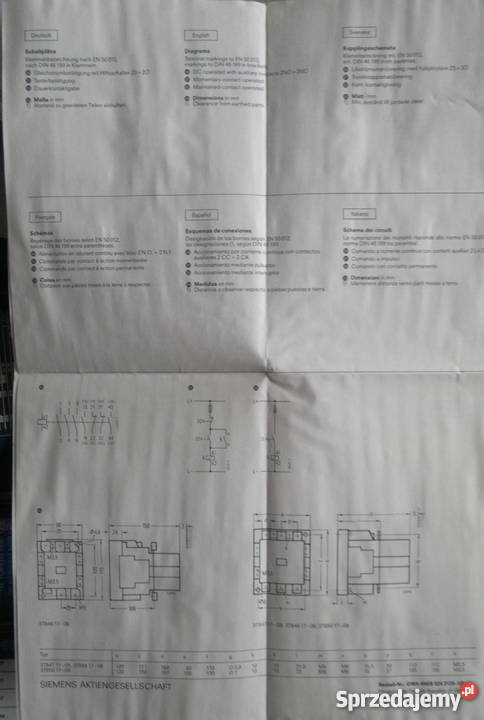 Stycznik 3TB50 Siemens 24V DC 160A 17OBB4 śląskie Dąbrowa Górnicza