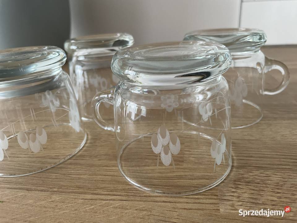 szklana filiżanka grube dno szlifowane szkło Pruszcz Gdański