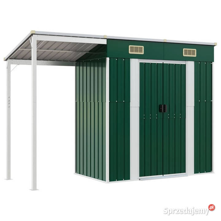 Szopa z wiatą zielona 277x1105x181 stal WM364524