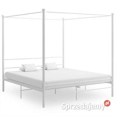 Rama łóżka z baldachimem biała metalowa 180 x Warszawa